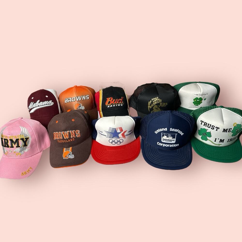 Vtg SnapBack Trucker Hats Sports Dad Caps Promo Brands 90s Y2K Olympics Bud Army
